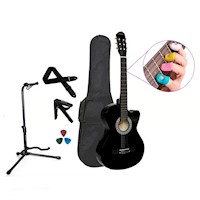 PACK GUITARRA ACUSTICA NYLON NEGRO